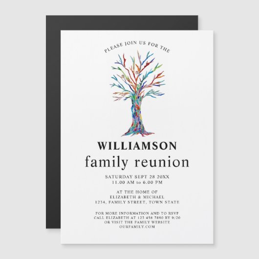 Familie Wiedersehen-Tree Magneteinladung (Vorne/Hinten)