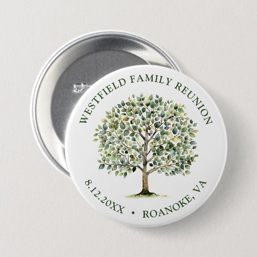 Familie Wiedersehen Woodland Wasserfarbbaum Button (Vorne & Hinten)