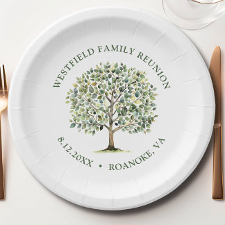 Familie Wiedersehen Woodland Wasserfarbbaum Pappteller
