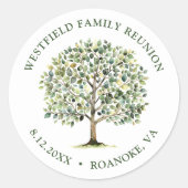 Familie Wiedersehen Woodland Wasserfarbbaum Runder Aufkleber (Vorderseite)