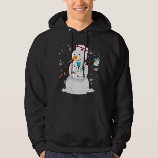Familie Winter Santa Snowman Krankenschwester Weih Hoodie (Vorderseite)