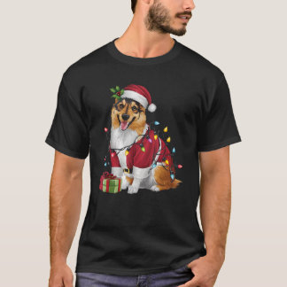 Familie Xmas Lighting Santa Norwegian Elkhound Hun T-Shirt
