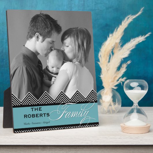 Familie Zig Zag Zickzack Modernes Personalisiertes Fotoplatte (Seite)