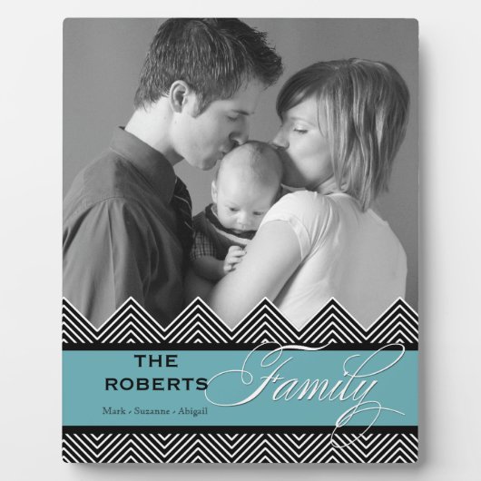 Familie Zig Zag Zickzack Modernes Personalisiertes Fotoplatte (Vorderseite)