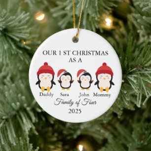 Familie zu Viert Weihnachten, Neues Baby's erstes Keramik Ornament