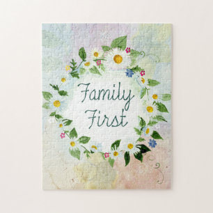 Familie zuerst Inspirierendes Zitat Puzzle