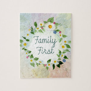 Familie zuerst Inspirierendes Zitat Puzzle
