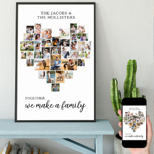 Familie Zusammen Liebe Herzform 36 Foto-Collage Poster