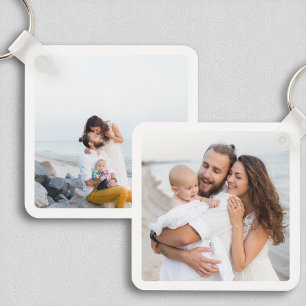 Familie Zwei Foto doppelseitige Aluminium-Schlüsse Schlüsselanhänger