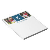 Familie Zwei Fotos Personalisiert Blue Notepad Notizblock (angewinkelt)