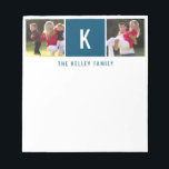 Familie Zwei Fotos Personalisiert Blue Notepad Notizblock<br><div class="desc">Fügen Sie Ihre bevorzugten Fotos,  Initial- und Textdateien mithilfe des Vorlagenformulars hinzu. Wählen Sie "Weiter anpassen",  um die Foto nach Bedarf zu verschieben oder den Schriftart zu ändern.</div>