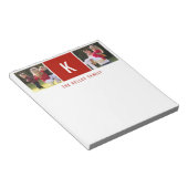 Familie Zwei Fotos Personalisierter roter Notepad Notizblock (angewinkelt)