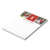 Familie Zwei Fotos Personalisierter roter Notepad Notizblock (Rotiert)