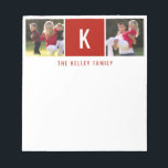 Familie Zwei Fotos Personalisierter roter Notepad Notizblock<br><div class="desc">Fügen Sie Ihre bevorzugten Fotos,  Initial- und Textdateien mithilfe des Vorlagenformulars hinzu. Wählen Sie "Weiter anpassen",  um die Foto nach Bedarf zu verschieben oder den Schriftart zu ändern.</div>