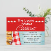 Familiecookout-Picknick | roter u. weißer Gingham Einladung (Stehend Vorderseite)