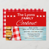 Familiecookout-Picknick | roter u. weißer Gingham Einladung (Vorne/Hinten)