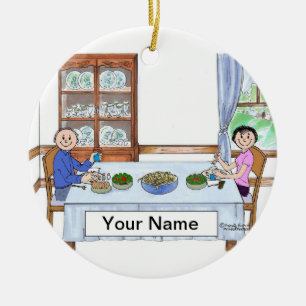 Familien-Abendessen, Paar - personalisierter Keramikornament