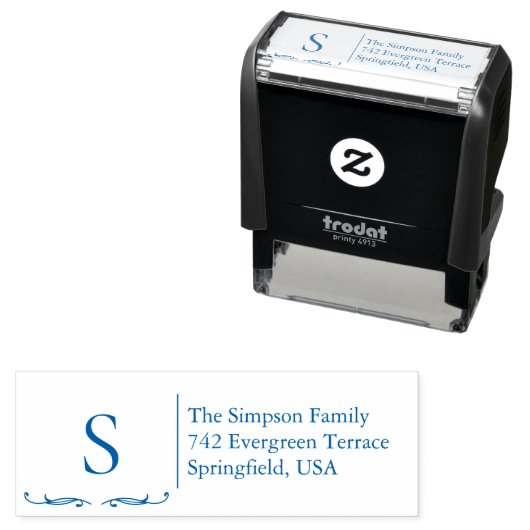 Familien-Adresse mit Monogramm-Stempel Permastempel (Beispiel)