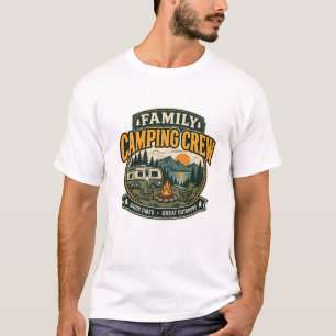 Familien-Camping-Crew Vintage-Camper & Lagerfeuer- T-Shirt