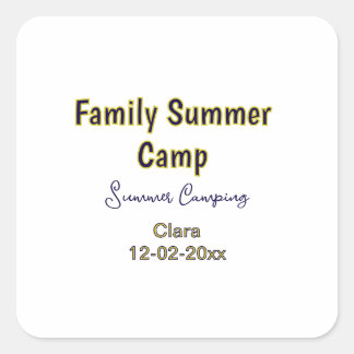 Familien-Camping-Urlaub benutzerdefiniert Name Dat Quadratischer Aufkleber