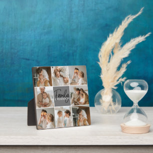 Familien Collage Foto & Personalisiertes Graues Ge Fotoplatte