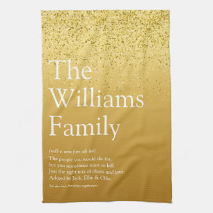 Familien-Definition Gold Glitter Glam Modern Lusti Geschirrtuch