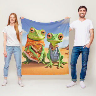 Familien-Echsen-Kunstwerk Fleecedecke