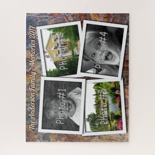 Familien-Erinnerungen 4 kundenspezifische Fotos x Puzzle (Vertikal)
