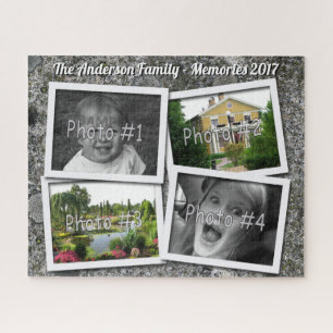 Familien-Erinnerungen 4 kundenspezifische Fotos x Puzzle