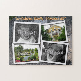 Familien-Erinnerungen 4 kundenspezifische Fotos x Puzzle