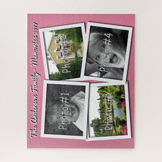 Familien-Erinnerungen 4 kundenspezifische Fotos x Puzzle (Vertikal)