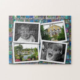 Familien-Erinnerungen 4 kundenspezifische Fotos x Puzzle