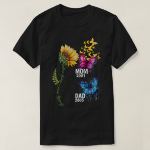 Familien-Erinnerungs-Sonnenblumen- und Schmetterli T-Shirt
