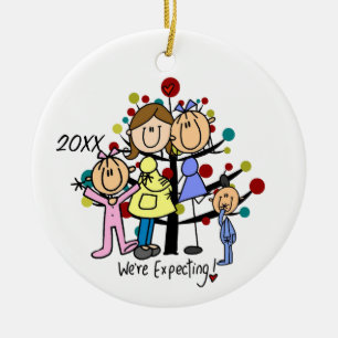 Familien-erwartungsvolle Paare zwei Keramik Ornament
