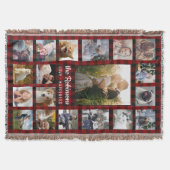 Familien-Foto-Collage 19 + Roter Namensbüffel Decke (Vorderseite)