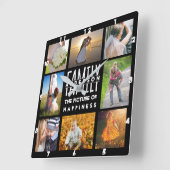 Familien-Foto-Collage 8 Bilder nennen schwarze Quadratische Wanduhr (Winkel)