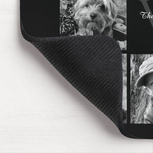 Familien-Foto-Collage und Monogramm Mousepad (Ecke)