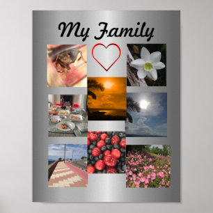Familien-Foto-Collagen-Schablone für 8 Fotos Poster