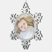 Familien-Foto des Babys kundenspezifisches erstes Schneeflocken Zinn-Ornament (Rechts)