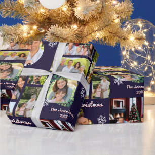 Familien-Foto-Galerie Dunkelblau Weihnachten nach  Geschenkpapier