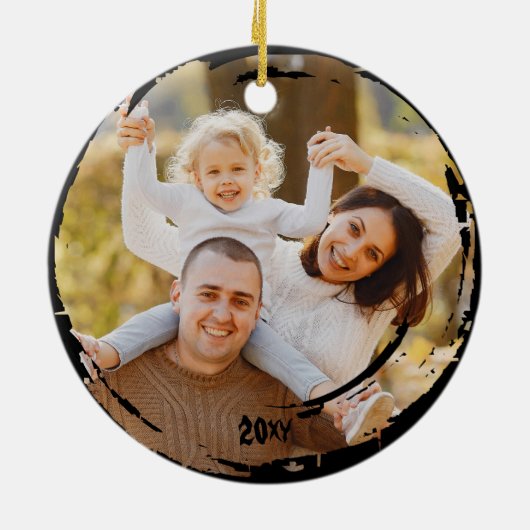 Familien Foto Keepake Spooky Happy Halloween Keramik Ornament (Hinten)