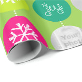 Familien-Foto Muster des Flitters grünes Geschenkpapier (Rolleneckpunkt)