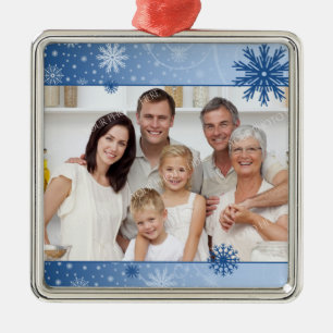 Familien-Foto-Weihnachtsverzierung Silbernes Ornament