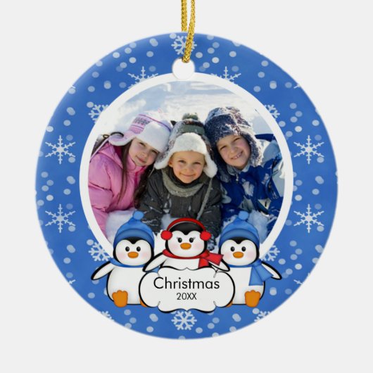 Familien-Foto-Weihnachtsverzierungniedliche Keramik Ornament (Vorne)