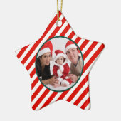 Familien-Foto-Zuckerstange-Stern Keramik Ornament (Links)