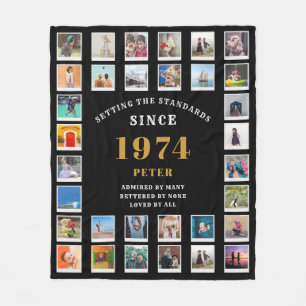 Familien-Fotocollage zum 50. Geburtstag mit 32 Fot Fleecedecke