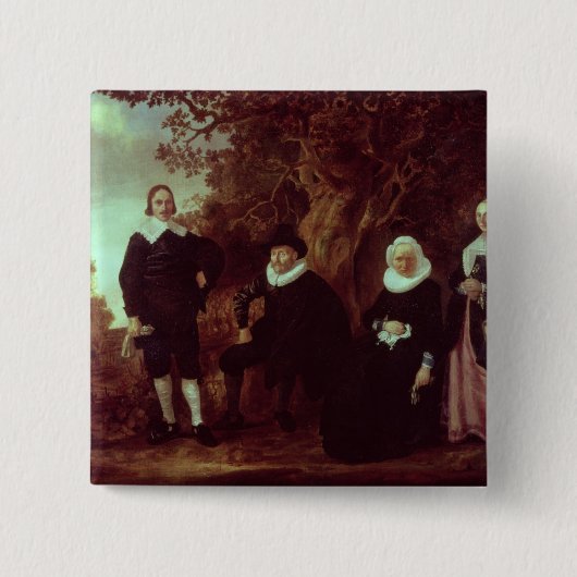Familien-Gruppe in einer Landschaft Button (Vorderseite)