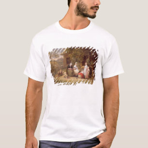 Familien-Gruppe vor einer Thatched Hütte (Öl kan T-Shirt