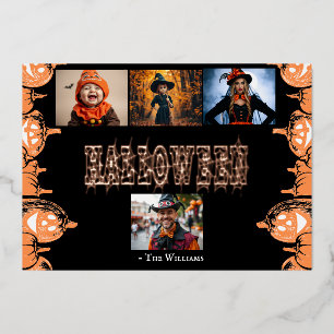 Familien-Halloween-Fotocollage-Karte Folieneinladung