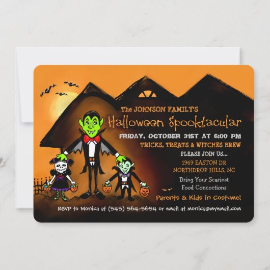 Familien-Halloween-Kostüm-Party Einladung (Vorderseite)